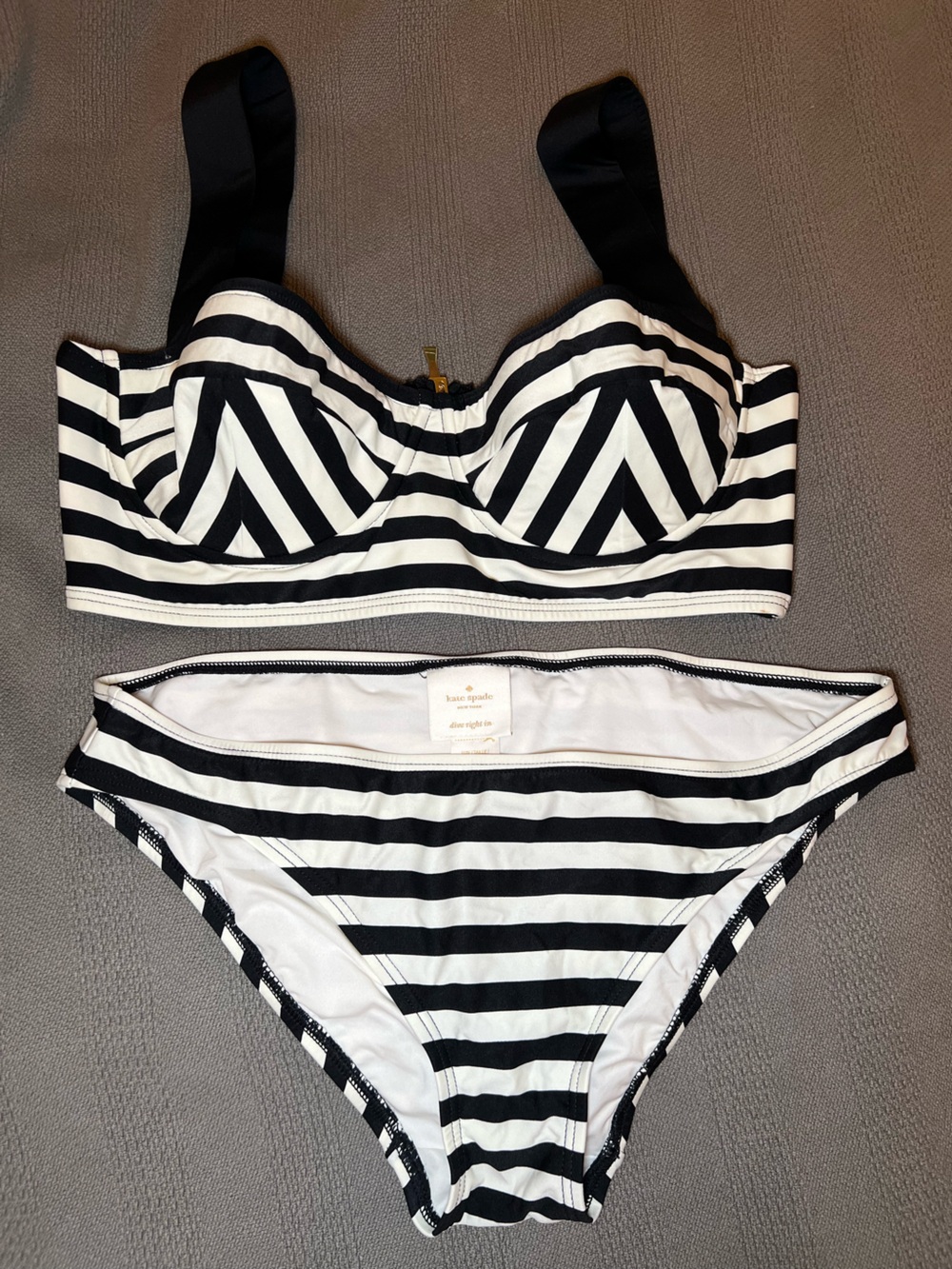 Kate Spade Striped Black & White Bikini Set